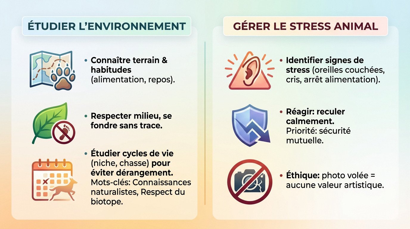 Photographe respectueux observant la faune sauvage en pleine nature