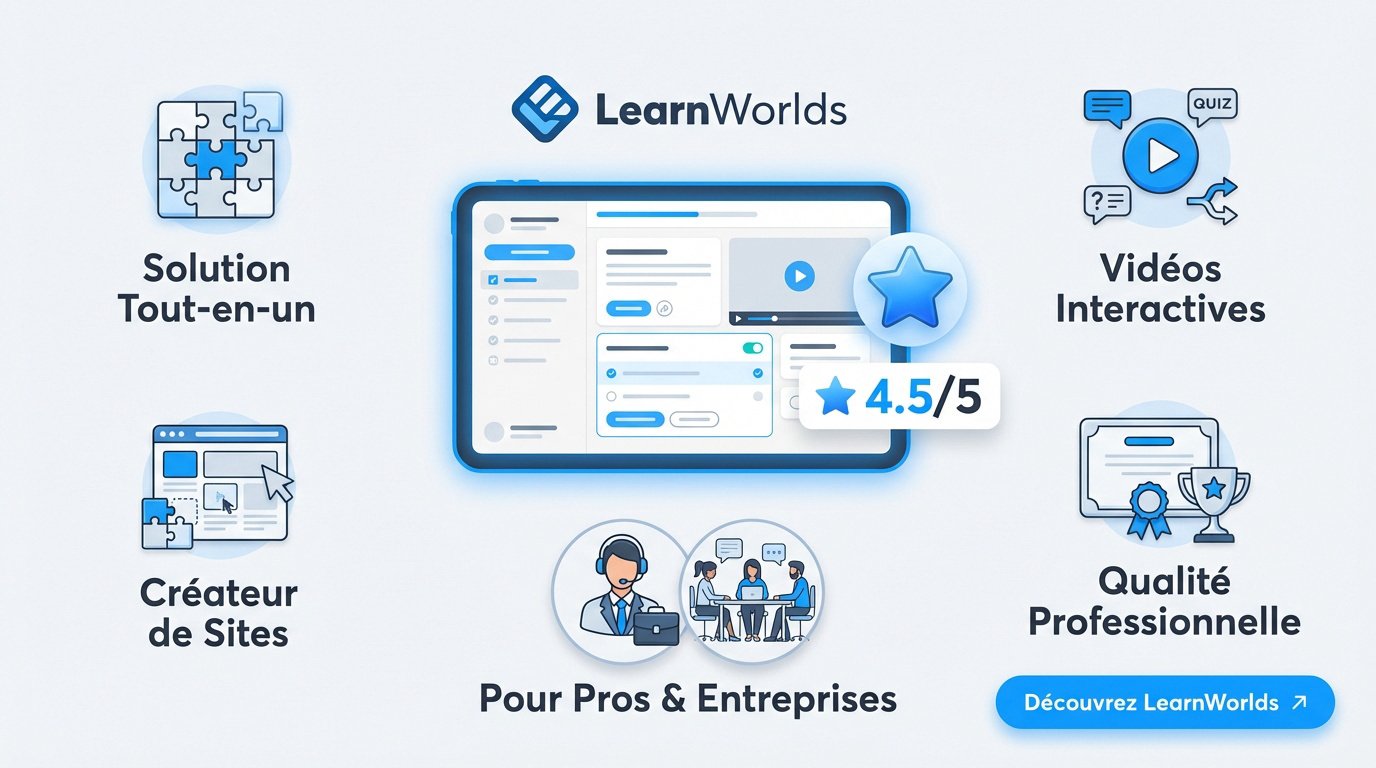 Interface de gestion de la plateforme e-learning LearnWorlds pour créateurs de formations