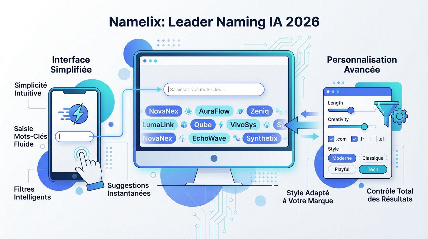 Interface de génération de noms Namelix avec intelligence artificielle