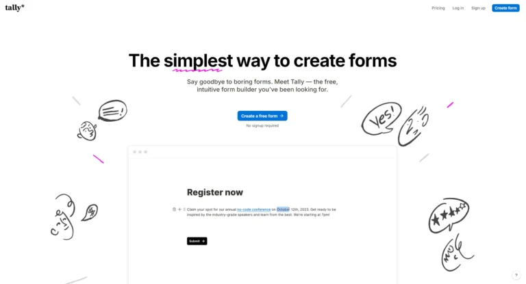 Tally creation de formulaire gratuit