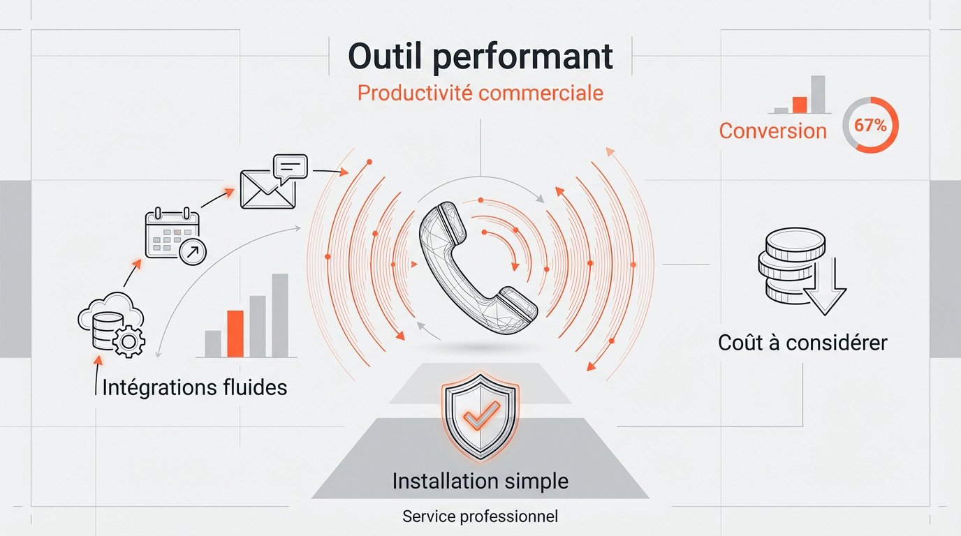 Interface de la solution de téléphonie cloud Aircall affichant les fonctionnalités de productivité et d'intégration CRM