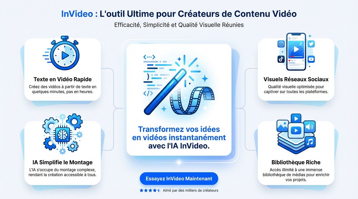 Interface de création vidéo assistée par l'intelligence artificielle InVideo AI
