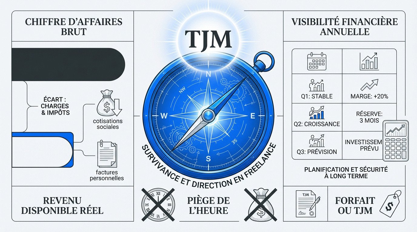 Boussole symbolisant le TJM pour la visibilité financière du freelance