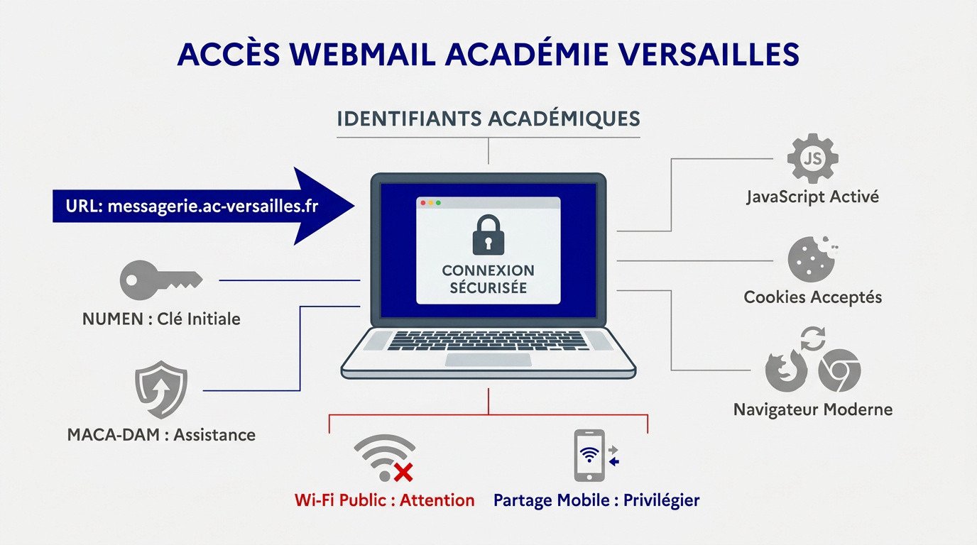 Interface de connexion sécurisée au webmail de l'académie de Versailles