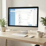 Interface Netcourrier sur écran d'ordinateur bureau professionnel marketing digital netcourier mailo
