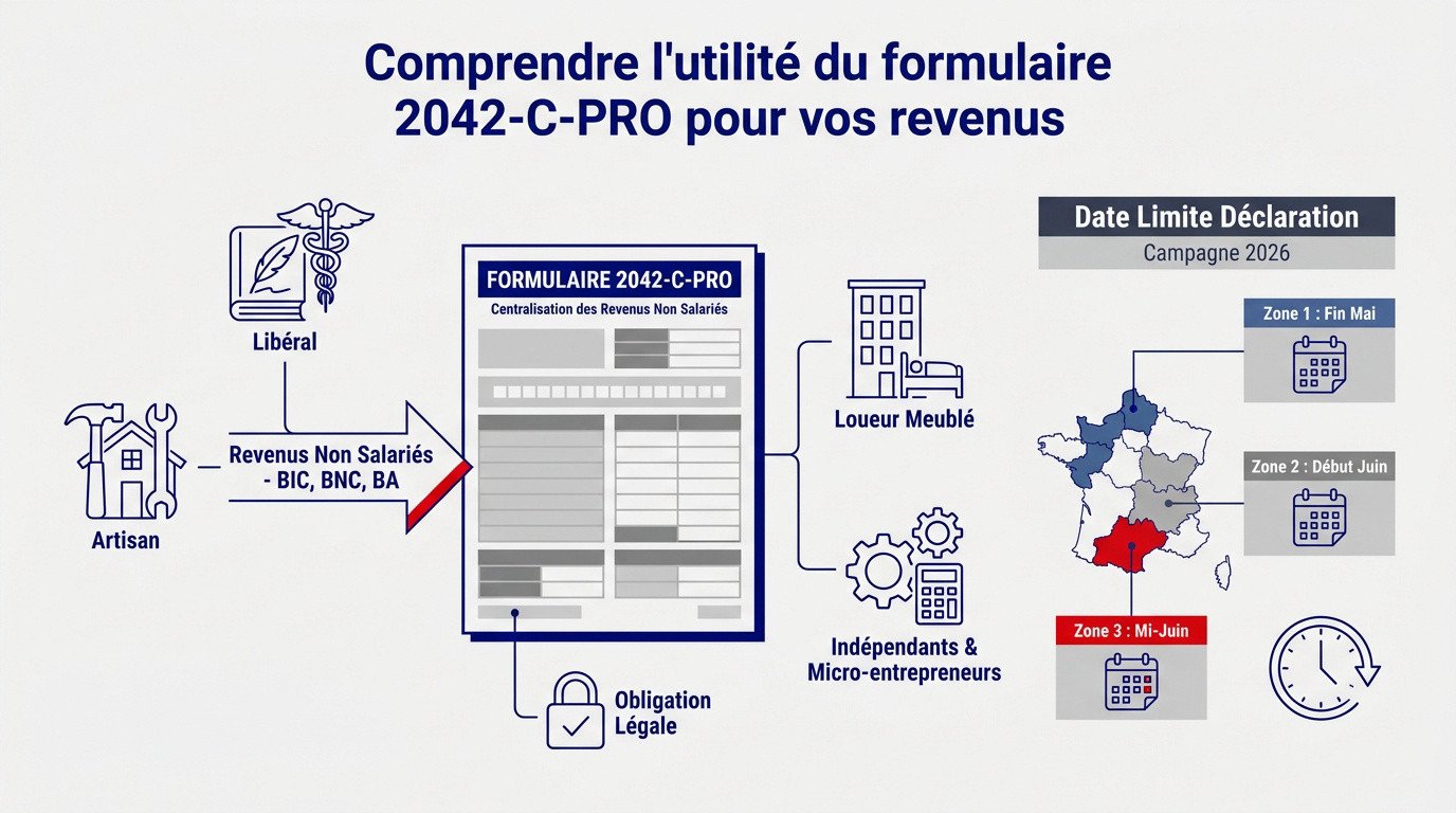 Interface du formulaire 2042-C-PRO pour la déclaration des revenus non salariés