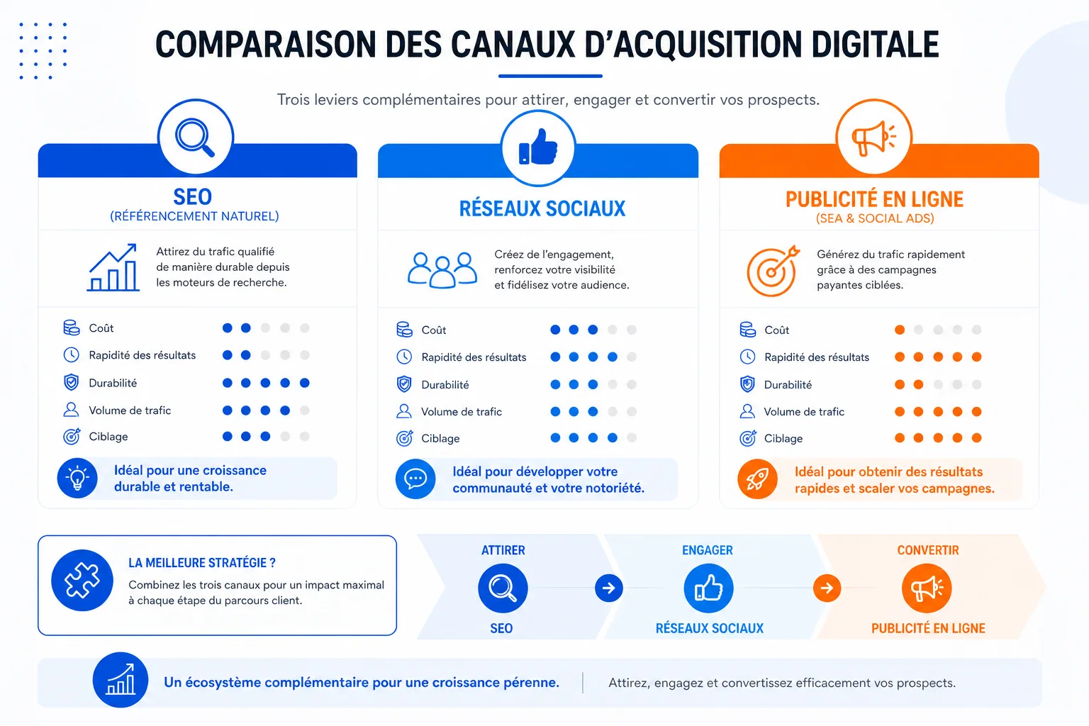 Les canaux d'acquisition digitale en 2026 comment faire du marketing digital via SEO et réseaux sociaux